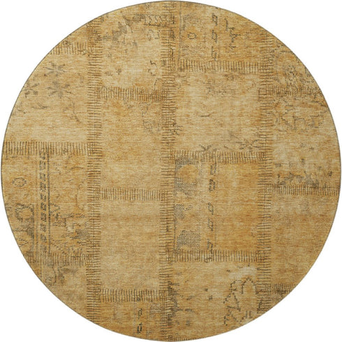 9' X 12' Copper And Gray Patchwork Washable Area Rug With UV Protection
