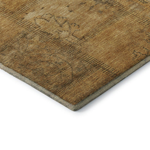 9' X 12' Copper And Gray Patchwork Washable Area Rug With UV Protection