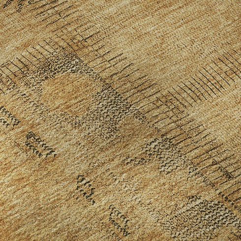 9' X 12' Copper And Gray Patchwork Washable Area Rug With UV Protection