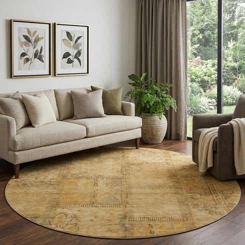 9' X 12' Copper And Gray Patchwork Washable Area Rug With UV Protection