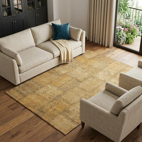 9' X 12' Copper And Gray Patchwork Washable Area Rug With UV Protection