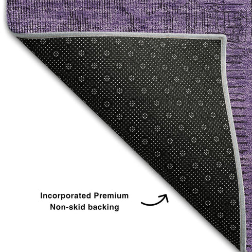 9' X 12' Purple And Gray Patchwork Washable Area Rug With UV Protection