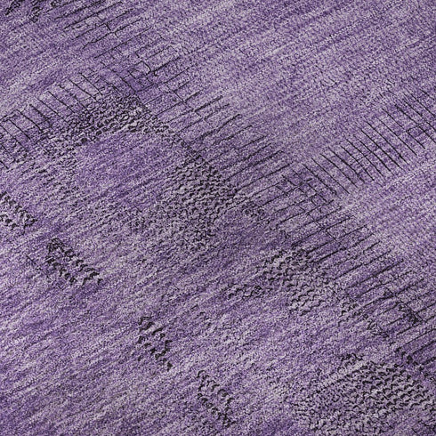 9' X 12' Purple And Gray Patchwork Washable Area Rug With UV Protection