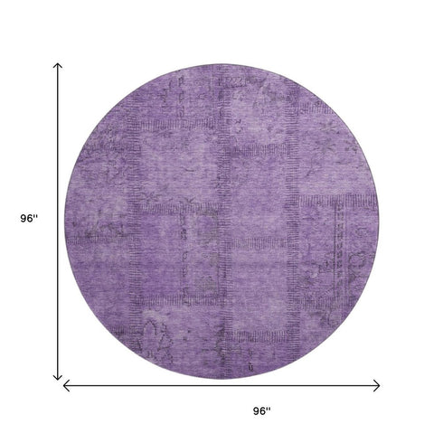 9' X 12' Purple And Gray Patchwork Washable Area Rug With UV Protection