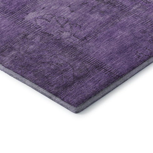 9' X 12' Purple And Gray Patchwork Washable Area Rug With UV Protection