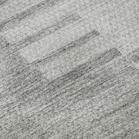 9' X 12' Silver And Gray Striped Washable Area Rug With UV Protection