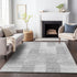 9' X 12' Silver And Gray Striped Washable Area Rug With UV Protection