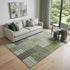 9' X 12' Green Ivory And Gray Striped Washable Area Rug With UV Protection