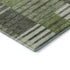 9' X 12' Green Ivory And Gray Striped Washable Area Rug With UV Protection