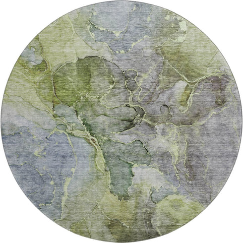9' X 12' Olive Green And Gray Abstract Washable Area Rug With UV Protection