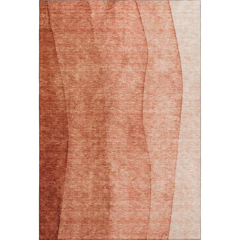 9' X 12' Rust And Ivory Ombre Washable Area Rug With UV Protection