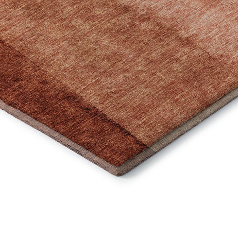 9' X 12' Rust And Ivory Ombre Washable Area Rug With UV Protection