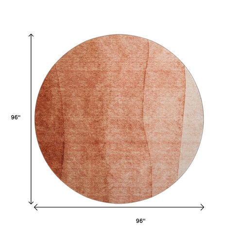 9' X 12' Rust And Ivory Ombre Washable Area Rug With UV Protection