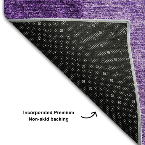 9' X 12' Purple And Ivory Ombre Washable Area Rug With UV Protection