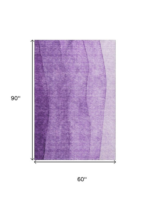 9' X 12' Purple And Ivory Ombre Washable Area Rug With UV Protection