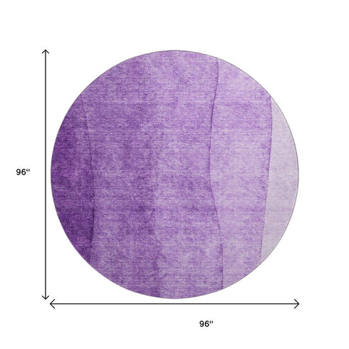 9' X 12' Purple And Ivory Ombre Washable Area Rug With UV Protection