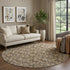 9' X 12' Brown And Ivory Floral Washable Area Rug With UV Protection