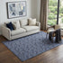 9' X 12' Navy Blue And Ivory Floral Washable Area Rug With UV Protection