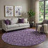 9' X 12' Purple And Ivory Floral Washable Area Rug With UV Protection