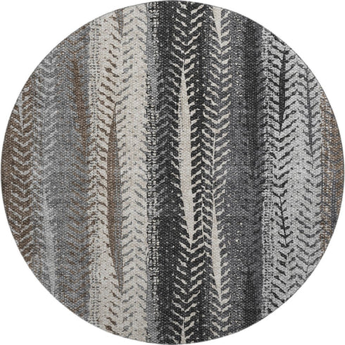 9' X 12' Brown Gray And Ivory Striped Washable Area Rug With UV Protection