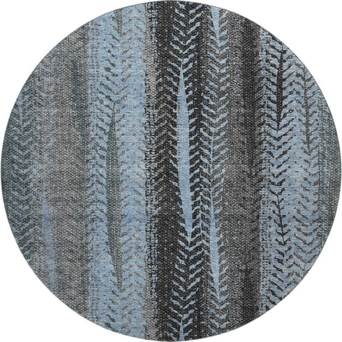 9' X 12' Blue And Gray Striped Washable Area Rug With UV Protection