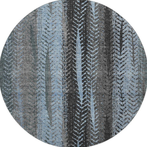 9' X 12' Blue And Gray Striped Washable Area Rug With UV Protection