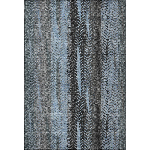9' X 12' Blue And Gray Striped Washable Area Rug With UV Protection