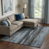 9' X 12' Blue And Gray Striped Washable Area Rug With UV Protection