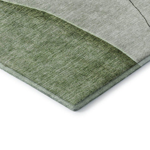 9' X 12' Green Gray And Ivory Abstract Washable Area Rug With UV Protection