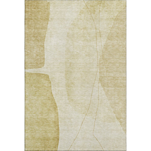 9' X 12' Gold And Beige Abstract Washable Area Rug With UV Protection