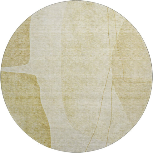 9' X 12' Gold And Beige Abstract Washable Area Rug With UV Protection
