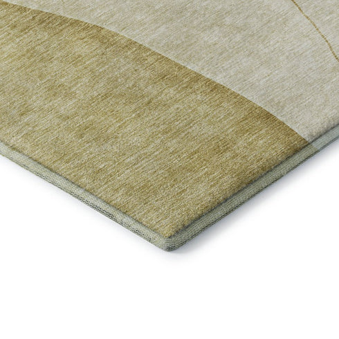 9' X 12' Gold And Beige Abstract Washable Area Rug With UV Protection