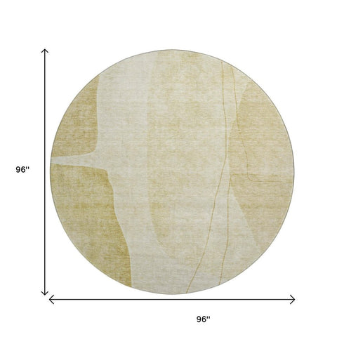 9' X 12' Gold And Beige Abstract Washable Area Rug With UV Protection