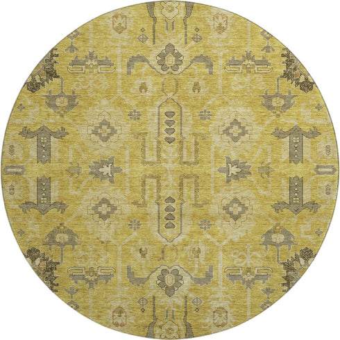 9' X 12' Gold Charcoal And Gray Oriental Washable Area Rug With UV Protection