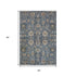 9' X 12' Navy Blue Beige And Charcoal Oriental Washable Area Rug With UV Protection