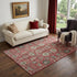 9' X 12' Red Beige And Charcoal Oriental Washable Area Rug With UV Protection