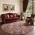 9' X 12' Red Beige And Charcoal Oriental Washable Area Rug With UV Protection