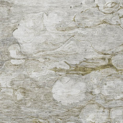 9' X 12' Brown And Ivory Abstract Washable Area Rug With UV Protection