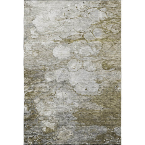9' X 12' Brown And Ivory Abstract Washable Area Rug With UV Protection