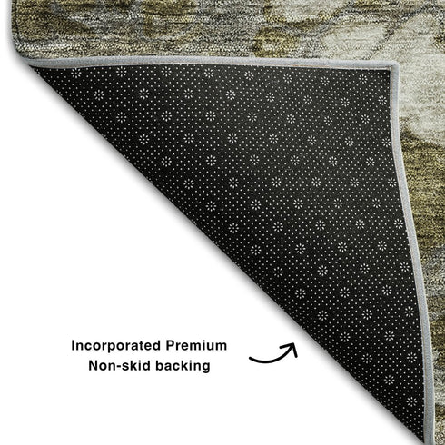9' X 12' Brown And Ivory Abstract Washable Area Rug With UV Protection