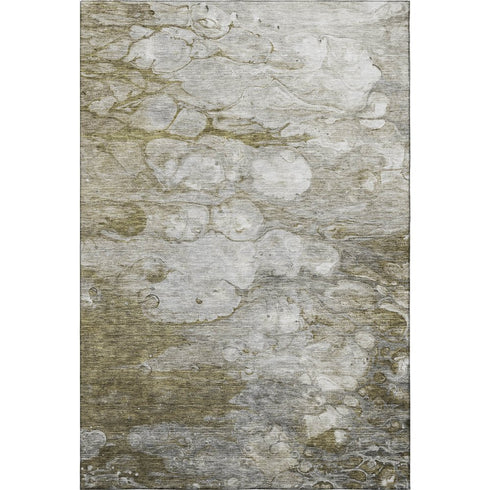 9' X 12' Brown And Ivory Abstract Washable Area Rug With UV Protection
