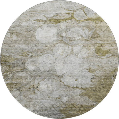9' X 12' Brown And Ivory Abstract Washable Area Rug With UV Protection