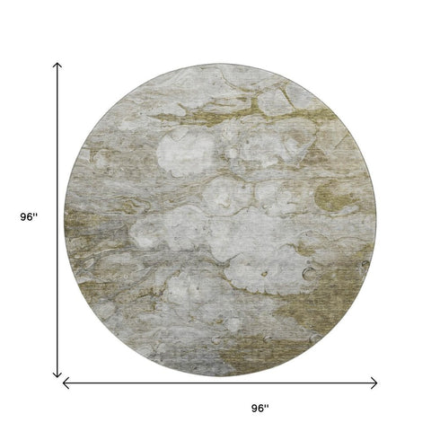 9' X 12' Brown And Ivory Abstract Washable Area Rug With UV Protection