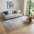 9' X 12' Coral Blue And Ivory Abstract Washable Area Rug With UV Protection