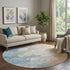 9' X 12' Coral Blue And Ivory Abstract Washable Area Rug With UV Protection