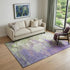 9' X 12' Purple Green And Ivory Abstract Washable Area Rug With UV Protection