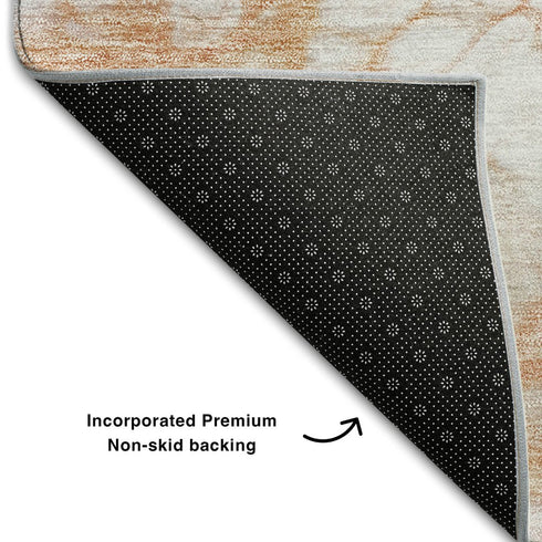 9' X 12' Coral And Ivory Abstract Washable Area Rug With UV Protection