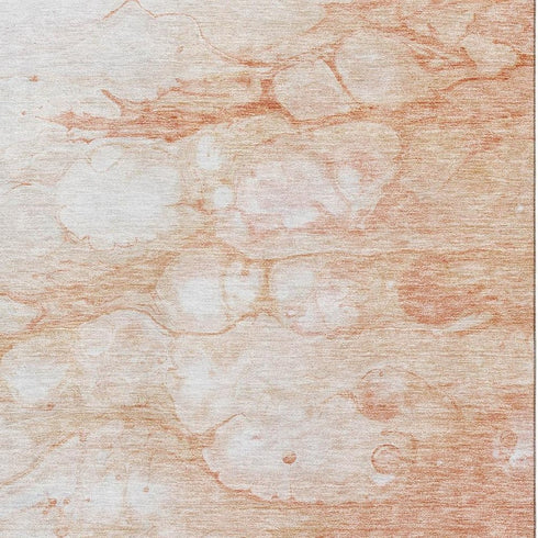 9' X 12' Coral And Ivory Abstract Washable Area Rug With UV Protection