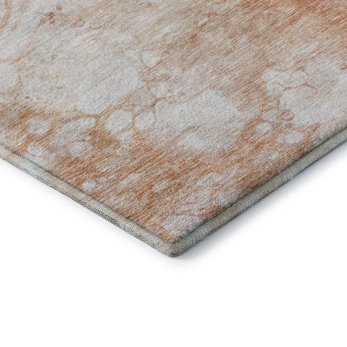 9' X 12' Coral And Ivory Abstract Washable Area Rug With UV Protection