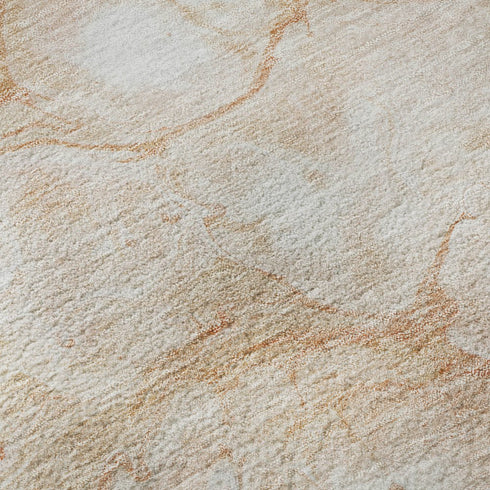 9' X 12' Coral And Ivory Abstract Washable Area Rug With UV Protection